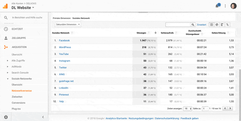 Google Analytics Netzwerkverweise